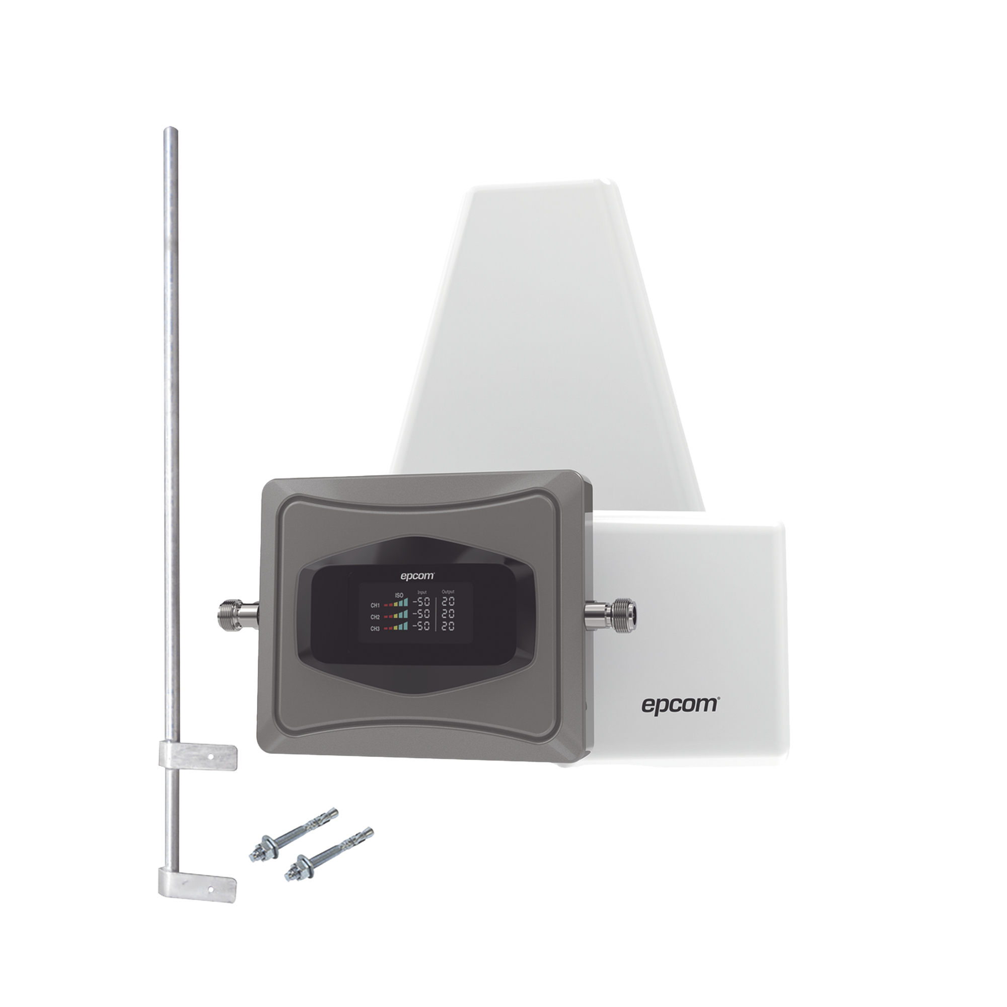 Kit Amplificador de Señal Celular 4G/ Incluye Mástil / Mejora las llamadas convencionales y VoLTE / Soporta datos de tecnologías 2G, 3G y 4G de TELCEL, AT&T y MOVISTAR / Cubre hasta 600 m2.