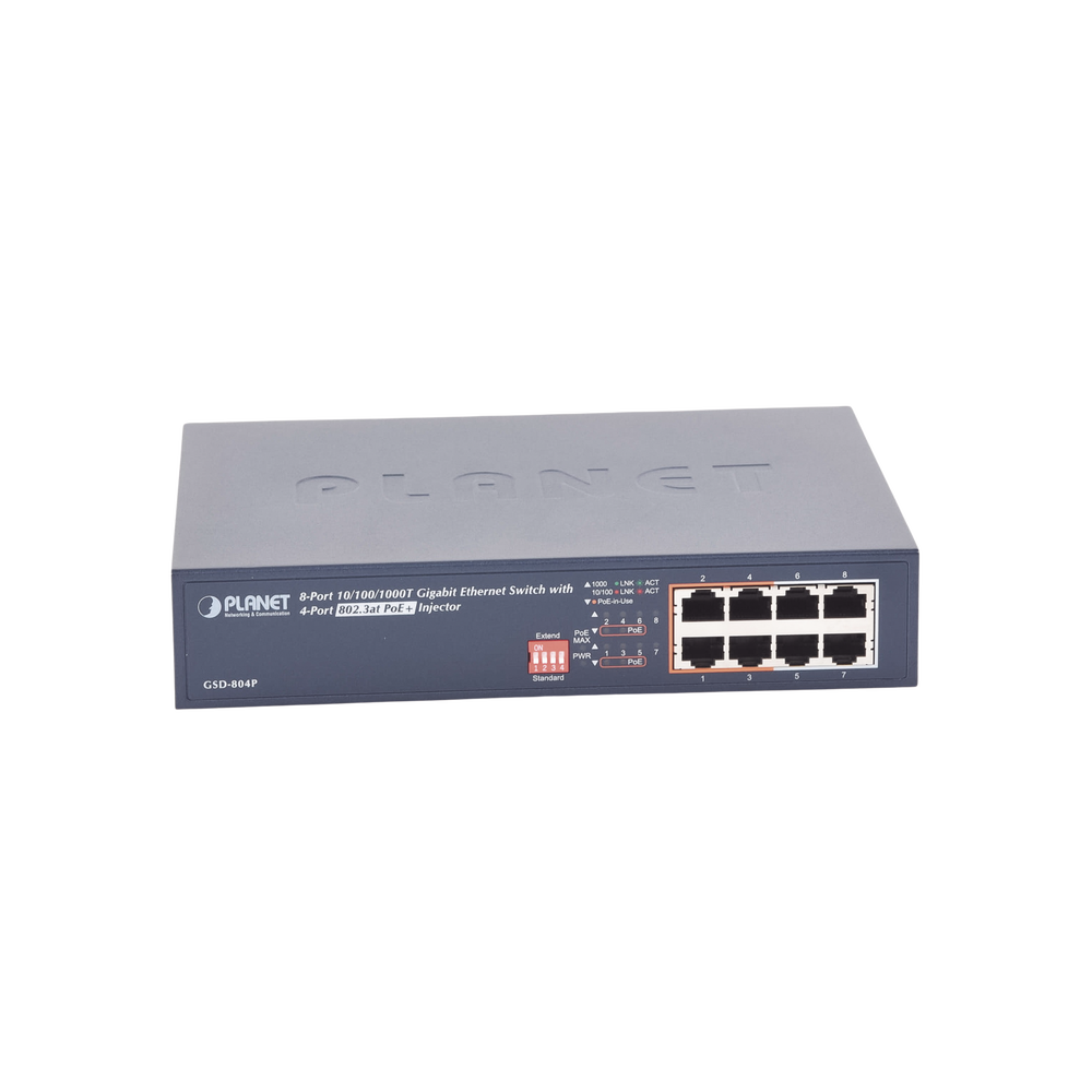 Switch PoE no Administrable, 8 Puertos 10/100/1000 Mbps con 4 Puertos PoE 802.3af/at, Modo Extender Hasta 250 mts - Image 4