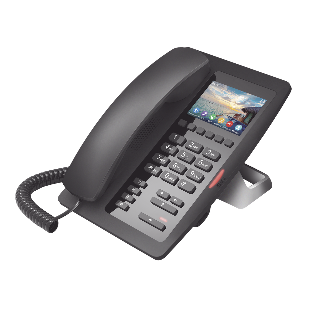 (H5W Color Negro)Teléfono IP WiFi para Hotelería, profesional de gama alta con pantalla LCD de 3.5 pulgadas a color, 6 teclas programables para servicio rápido (Hotline) PoE - Image 2