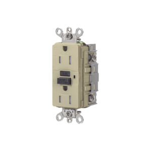 Contacto de Auto-verificación GFCI de 15 A 125 V 2 Polos/  Resistente a Manipulaciones y Intemperie / Color Marfil / Nema 5-15R / Grado Industrial.