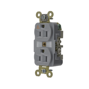 Contacto Dúplex Conexión a Tierra Aislada 15A 125V/ 2 Polos 3 Hilos/ Color Gris/ Nema 5-15R/ Grado Industrial.