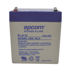Batería 12 Vcc / 5 Ah / UL / Tecnología AGM-VRLA / Para uso en equipo electrónico Alarmas de intrusión / Incendio/ Control de acceso / Video Vigilancia / Terminales F1 / Cargador recomendado CHR-80.