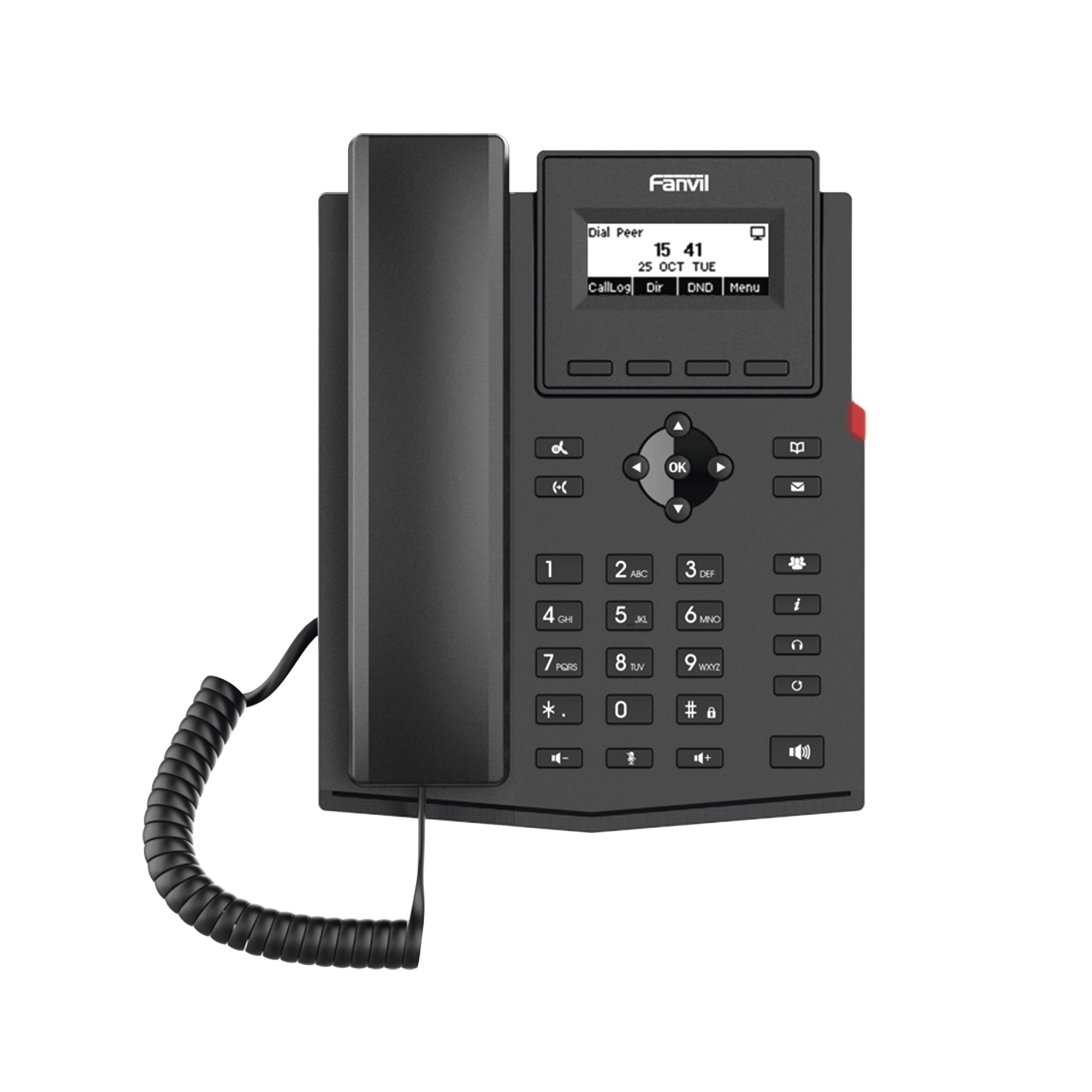Teléfono IP / 2 Líneas SIP / Pantalla LCD 2.3" 132x64 / Audio HD G.722 y Opus / Conferencia 6 Vías / PoE 802.3af / Puertos Ethernet Duales 10/100 / Soporte EHS