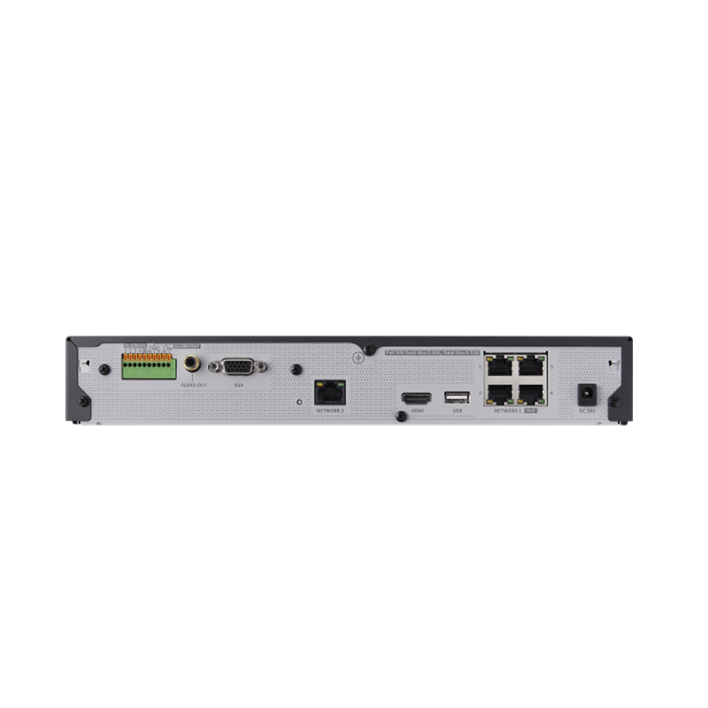 NVR 8 Megapíxel / 4 canales, 4 puertos PoE / H.265 & WiseStream / P2P Wisenet / Entradas y Salidas de Alarma - Image 3