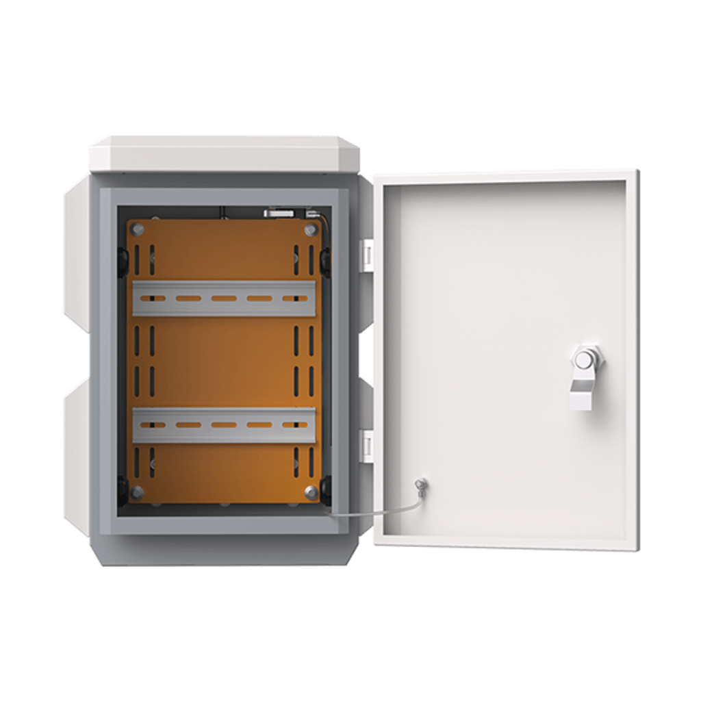Gabinete de Acero Ventilado para Exterior 180 x 340 x 160 mm con Rieles DIN y 4 Placas Laterales para Montaje de Equipos por Fuera - Image 2