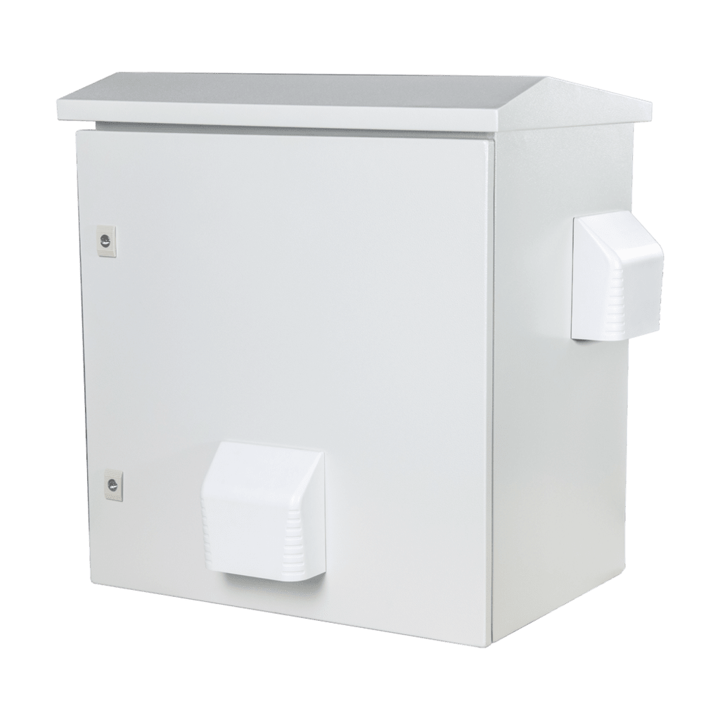 Gabinete Ventilado de Acero IP55 Uso en Exterior (593 x 609 x 399 mm) con Placa Trasera Interior Metálica y Compuerta Inferior Atornillable. Incluye Ventilador, Ventilas, filtros, Montaje Rack 19", Terminal de Tierra Física, Chapas y Ll - Image 3