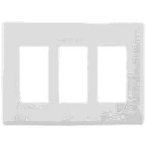 Tapa para Caja de 3 Espacios/ Contacto Duplex / Tornillos Ocultos / Color Blanco.