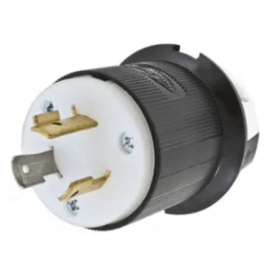Clavija Industrial con Bloqueo de Media Vuelta / 20 A 277 V CA / 2 Polos 3 Hilos / Color Blanco y Negro / Nema L7-20P