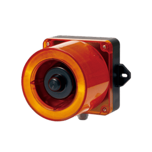 Combinacion de baliza LED color Ãmbar y sirena electrÃ³nica de 31 tonos resistente a la intemperie de volumen mÃ¡x. 123 dB a 110-240 VCA