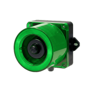 CombinaciÃ³n de baliza LED color Verde y sirena electrÃ³nica de 31 tonos resistente a la intemperie de volumen mÃ¡x. 123 dB a 110-220 VCA