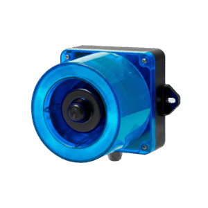 Combinacion de baliza LED color Azul y sirena electrÃ³nica de 31 tonos resistente a la intemperie de volumen mÃ¡x. 123 dB a 110-220 VCA