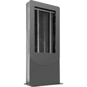 Kiosko tipo Vertical color negro para Pantallas 55" / Construcción Totalmente en Acero / Base Plana / 6 Tomas Eléctricas con Supresor de Picos / Ventilación Termostática / Capacidad de Carga 125-150 lb (56-68 kg)