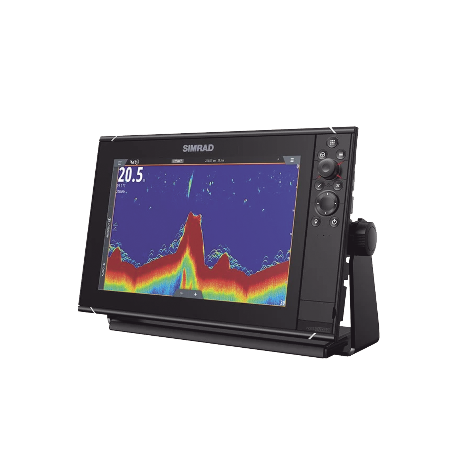Pantalla Náutica NSS12 evo3S / Pantalla SolarMAX IPS 12 Pulgadas / Procesador iMX 8 / Ecosonda Integrada 1kW CHIRP / Conectividad Inalámbrica / Cartografía C-MAP® Preinstalada / Compatibilidad con Accesorios Simrad / Montaje Flush