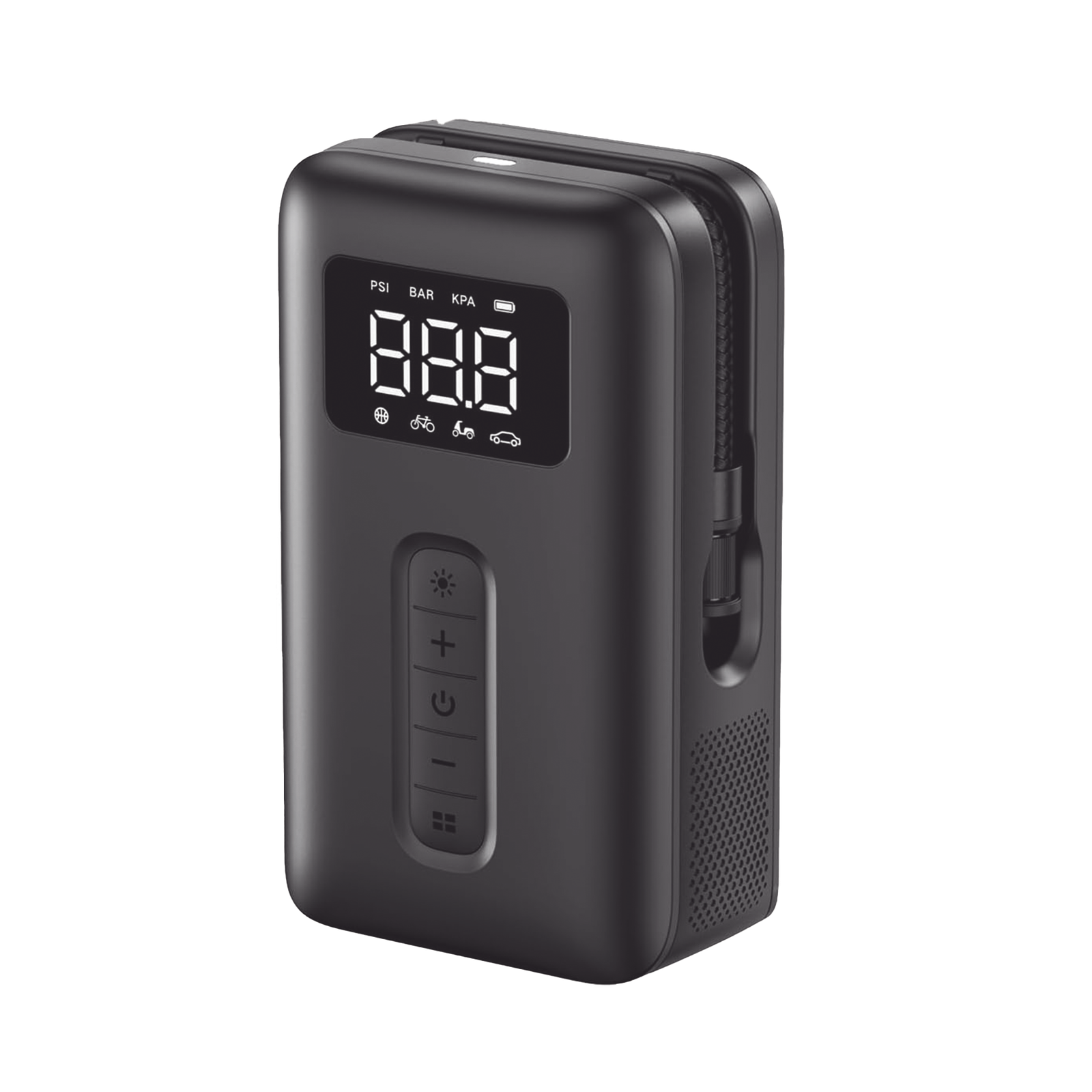 Inflador de Neumáticos | Compresor de Aire Portátil | Bomba de Aire de 150 PSI | Flujo de Aire de 15L/Min | Con Batería Integrada | Cuenta con Luz LED | Ideal para coches, bicicletas, pelotas de motocicleta.