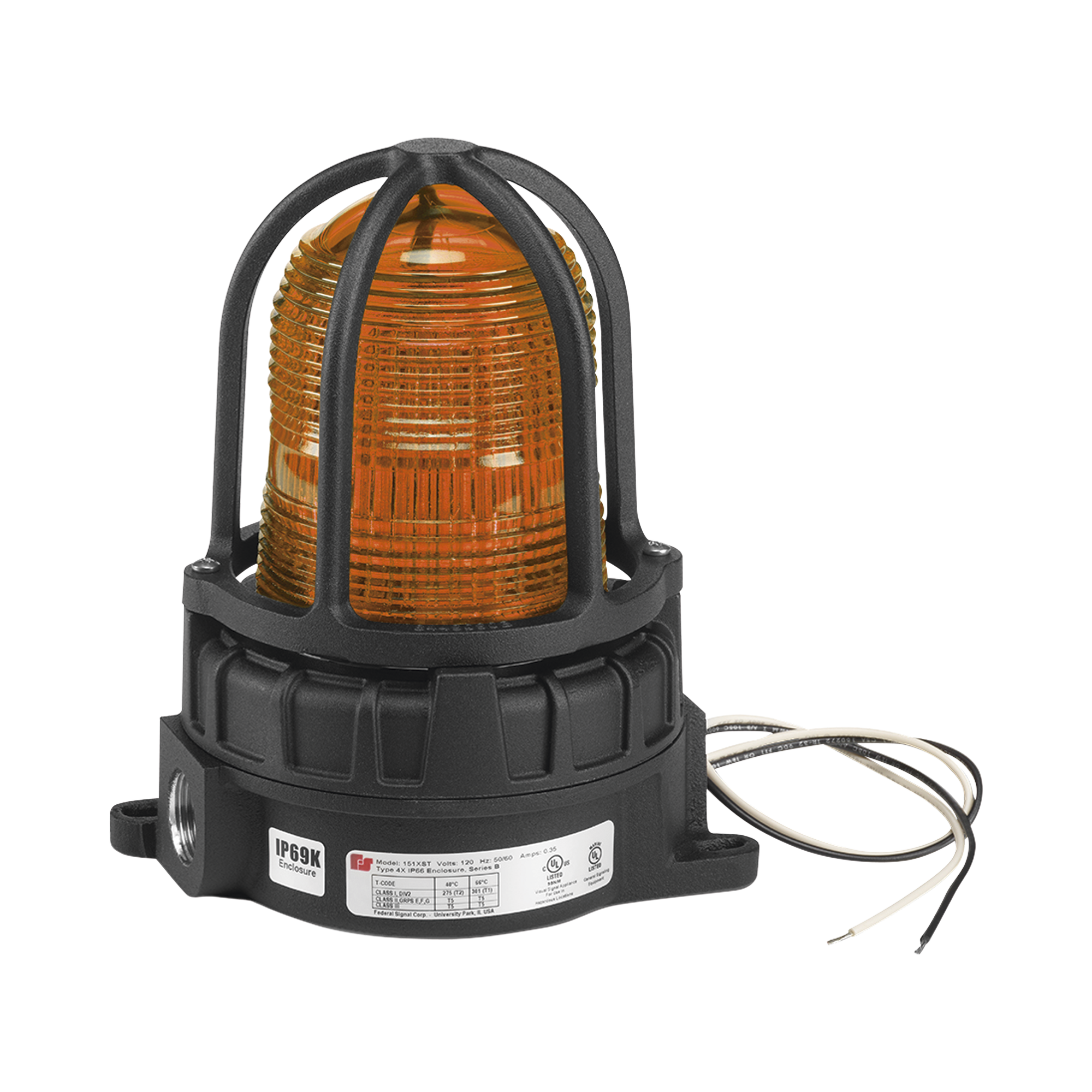 Luz de advertencia LED para ubicaciones peligrosas, montaje para superficies, 24 VCD, color Ámbar