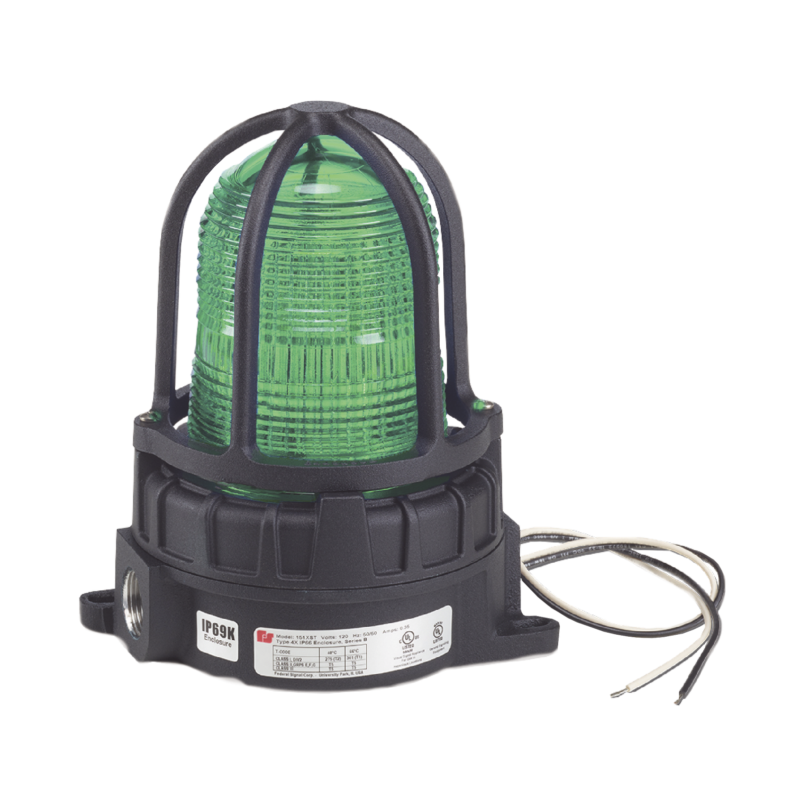 Luz de advertencia LED para ubicaciónes peligrosas, montaje para superficies, 24 VCD, color Verde