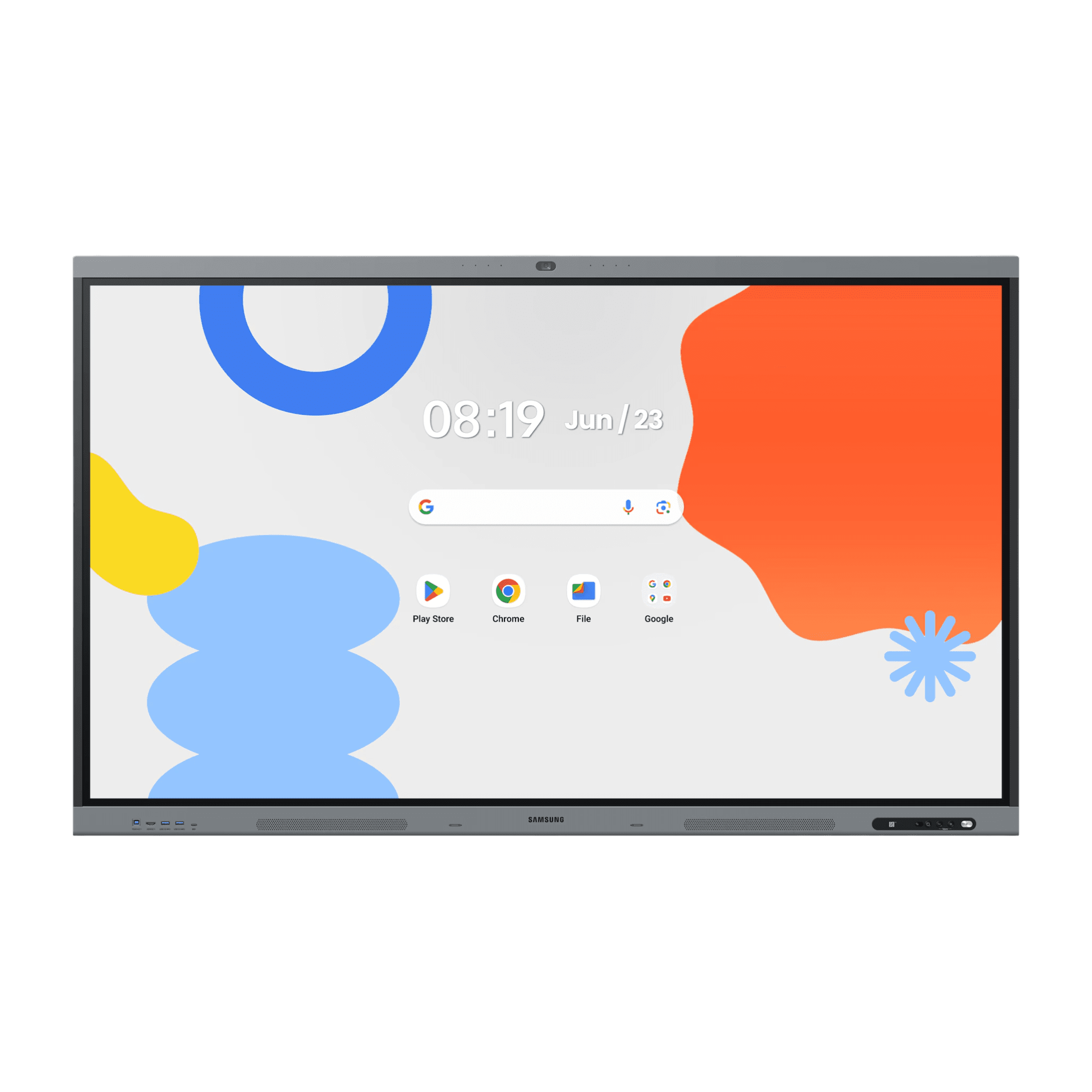 Pantalla Interactiva WAFX-P Series / 86" 4K UHD 3840x2160 / Android 15 EDLA Certified / Octa-core CPU / 48MP Camera / 8-Mic Array 10m / Dual 20W Speakers + Woofer / 50-Point IR Touch / Wi-Fi 6 / Bluetooth 5.0 / OPS Slot