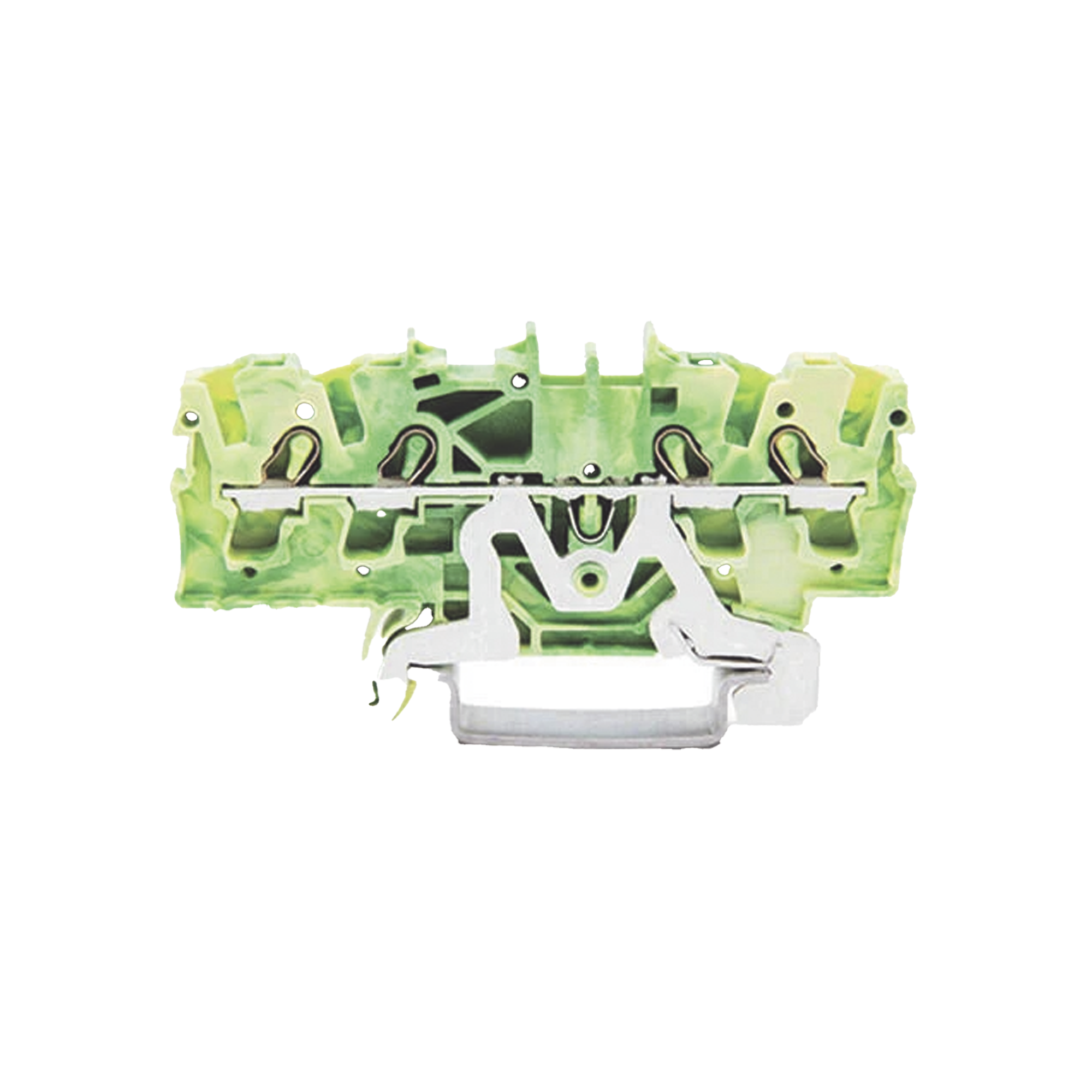 Borna de Tierra / 4 Conductores / 2.5 mm² / Push-in CAGE CLAMP® / Aplicaciones Ex e II / Marcaje Lateral y Central / Carril DIN 35 x 15 y 35 x 7.5 / Verde-Amarillo