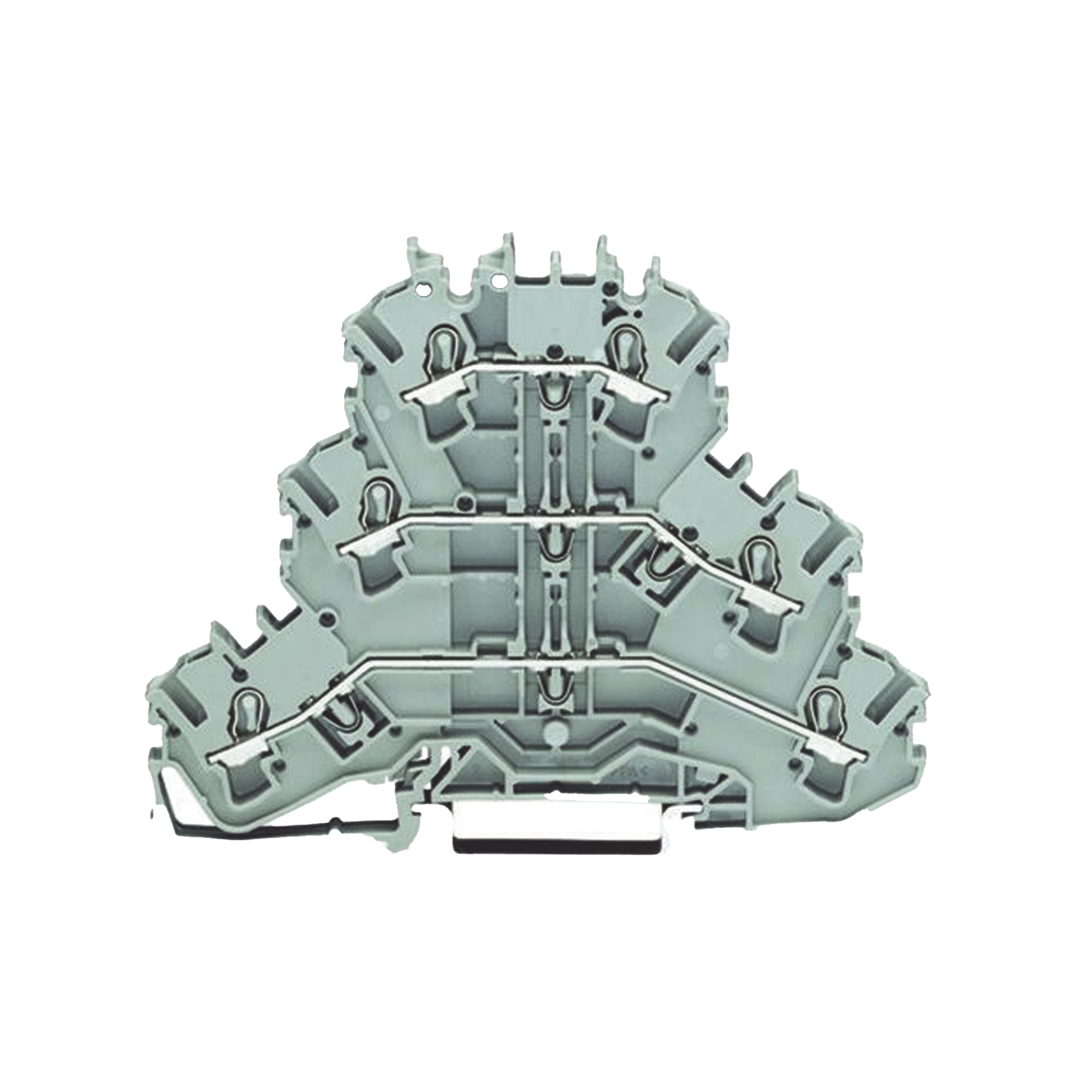 Borna de Paso Triple / 3 Niveles L/L/L / 6 Puntos Conexión / Push-in CAGE CLAMP® / 2.5 mm² / 24 A / 500 V / Aplicaciones Ex e II / Carril DIN 35x15 y 35x7.5