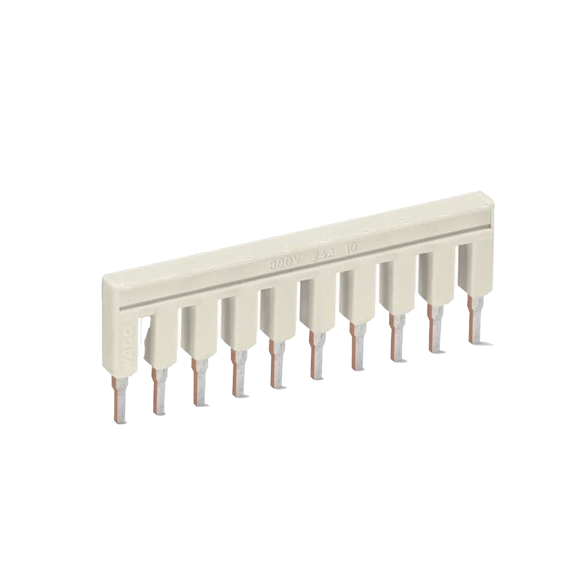 Puente Eléctrico / 10 Polos / Aislado / 25 A / 800 V / Gris Claro / Material Cobre Electrolítico / Reducción de Sección