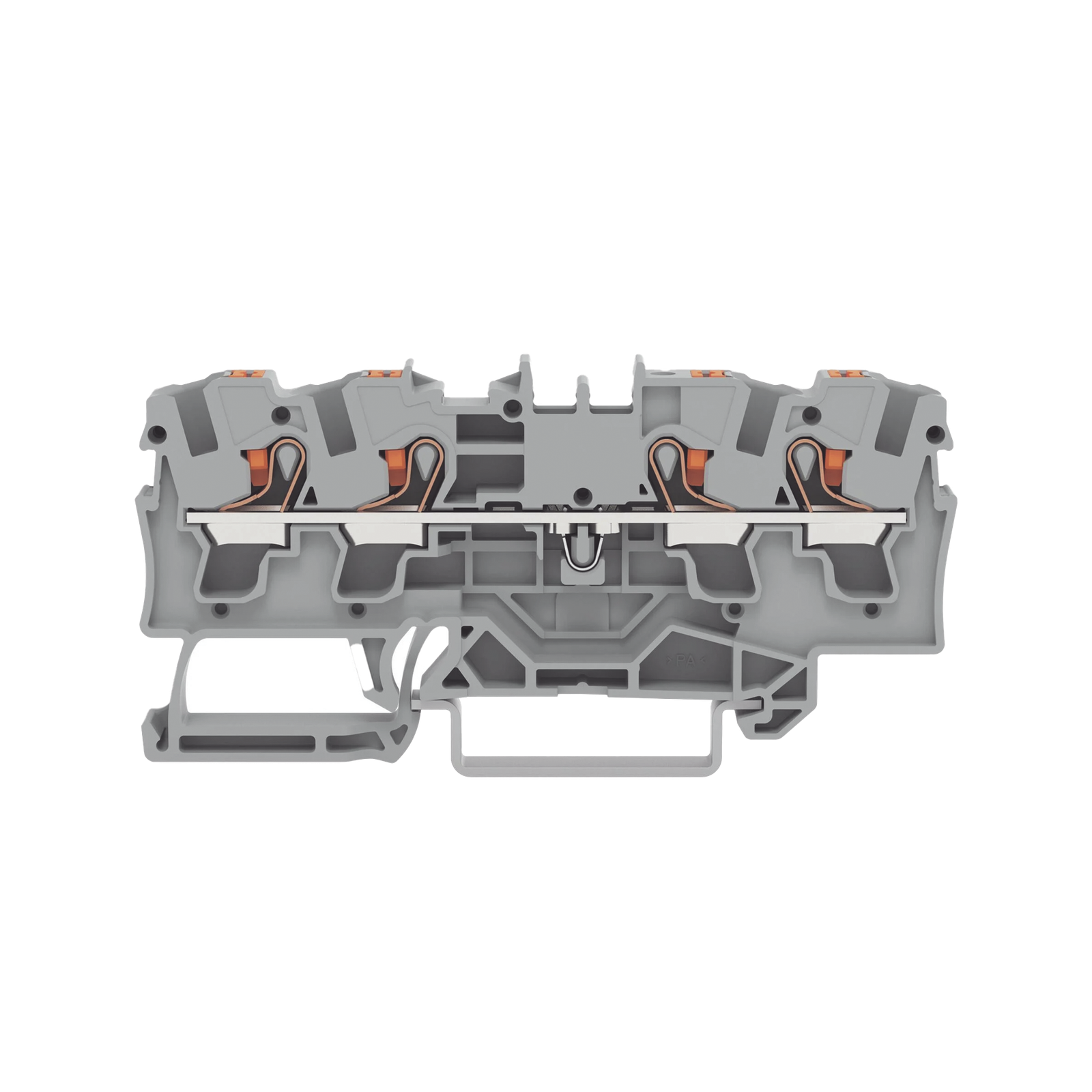 Borna de Paso / 4 Conductores / Push-in CAGE CLAMP® / 4 mm² / 32 A / 800 V / Carril DIN / ATEX IECEx / Prueba Ø4 mm