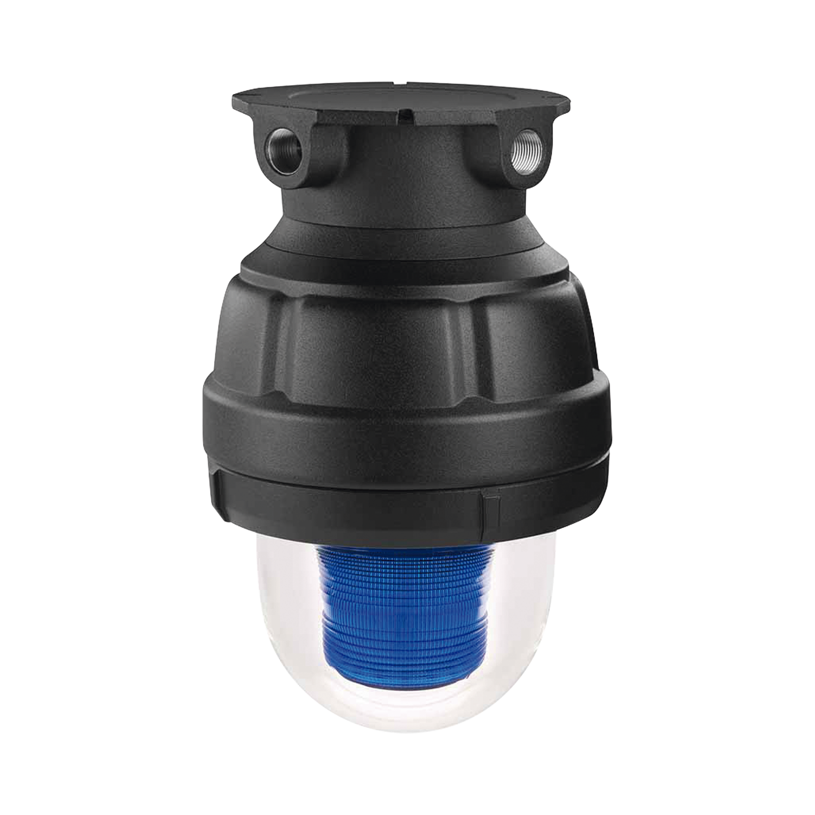 Luz estroboscopica a prueba de explosiones UL y cUL para Clase I, División 1, Grupo C y D; Clase I, División 2, Grupos A y B; Clase II, División 1, Grupos E, F y G; Clase III, 24 VCD, Color Azul, Montaje no incluido