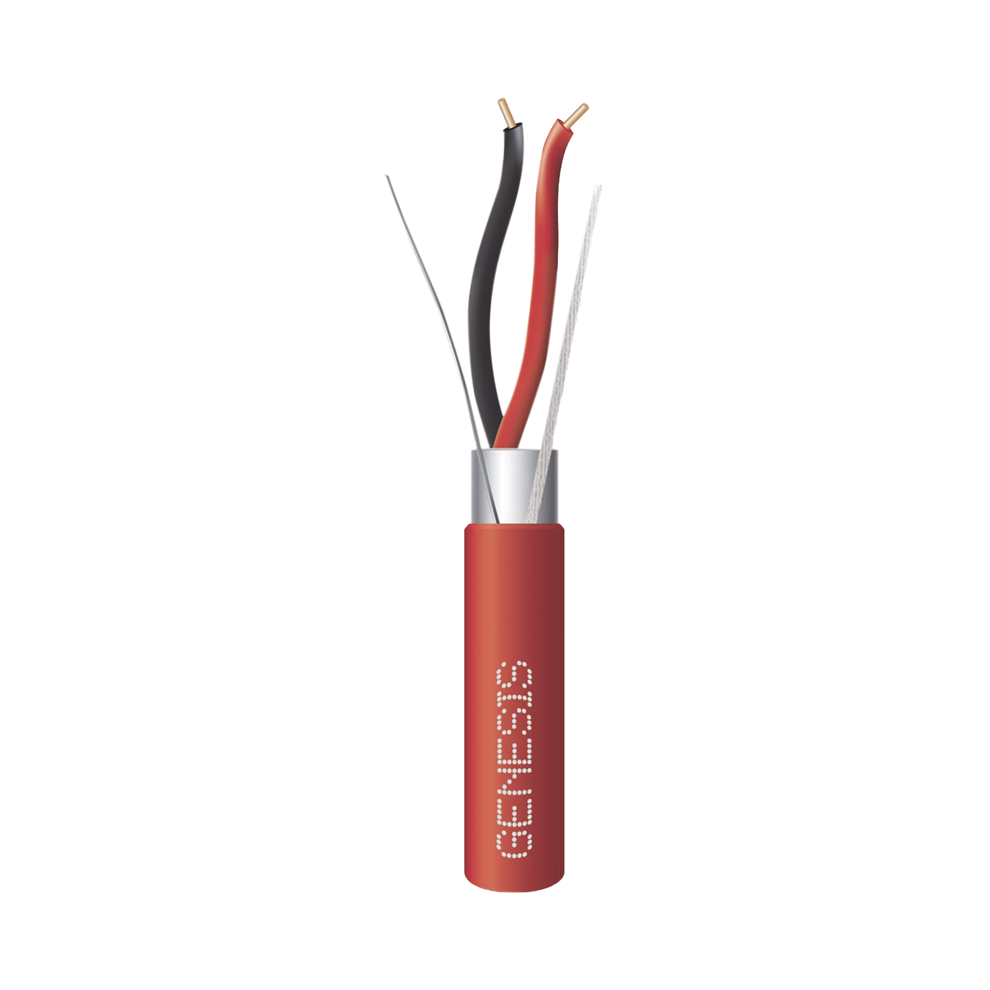 Carrete de 152 Metros (500 Pies) de Alambre / 2 x 14 AWG / Riser / BLINDADO / Tipo FPLR / Color Rojo / Para Aplicaciones en Sistemas de Detección de Incendio y Sistemas de Evacuación