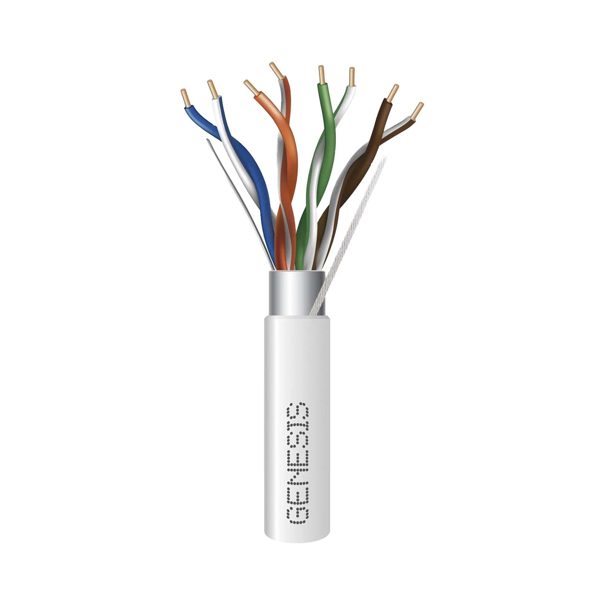 Carrete de 305 Metros (1000 Pies) de Cable Cat5e / Calibre 24 AWG BLINDADO / PLENUM / Color Blanco para aplicaciones de Voz y Datos