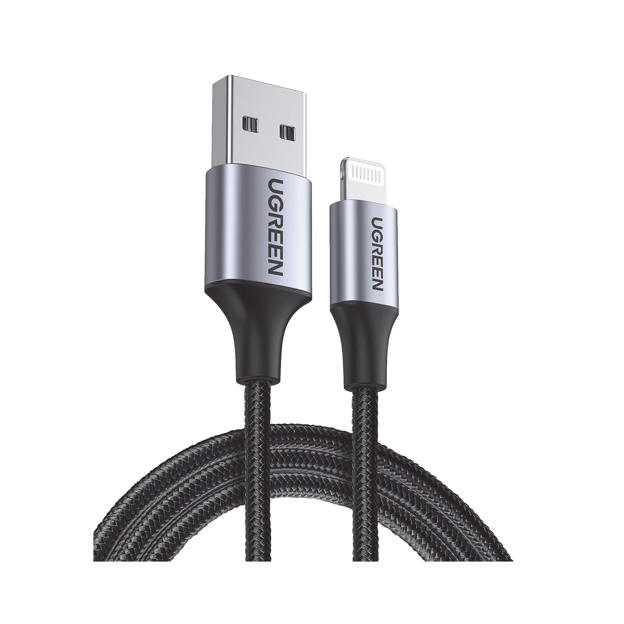Cable USB-A a Lightning | 1 Metro (3.28 Pies) | Certificado MFi | Carga Rápida 5V/2.4 A | 480 Mbps | Conector C94 | Adecuado para iPhone, iPad y iPod | Protección Integrada | Caja de Aluminio | Nylon Trenzado | Color Negro