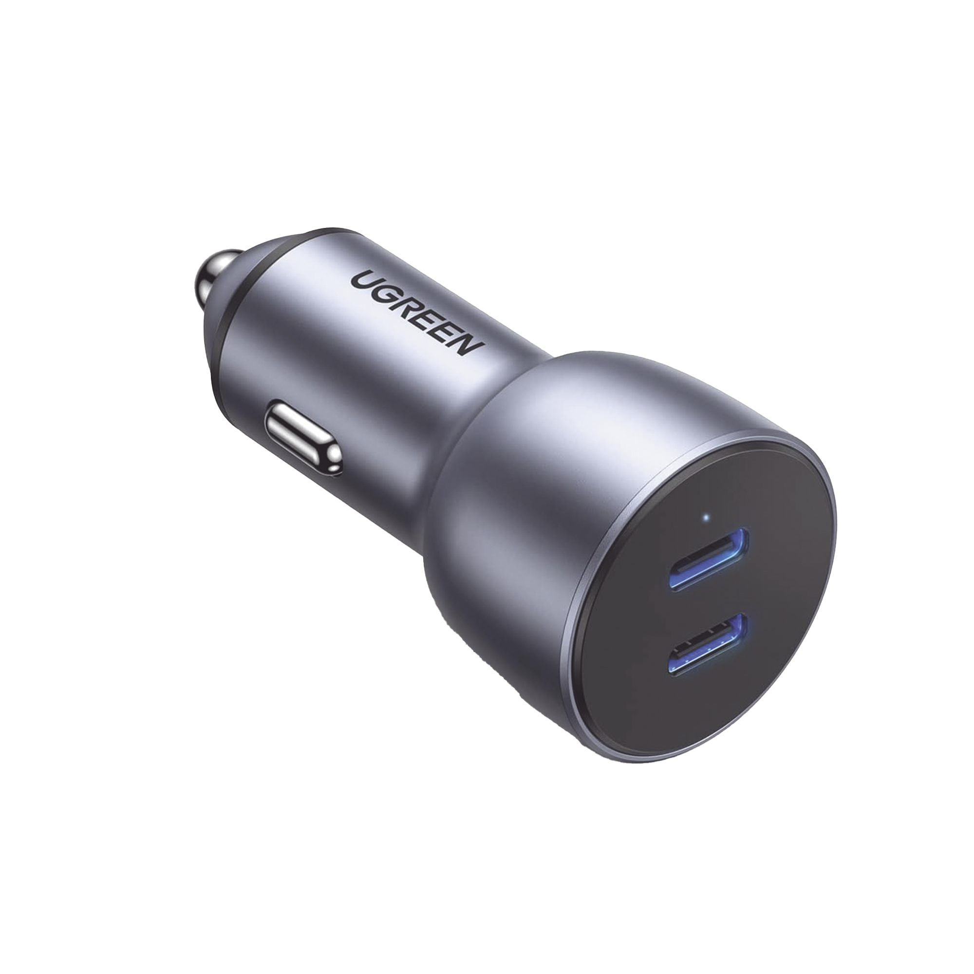 Cargador de Auto de 40W / 2 Puertos USB-C / 20 Watts por Puerto / Compatible con Vehículos de 12 y 24 VCD / Chip Inteligente / Diseño Compacto / Multi protección / Aleación de Aluminio