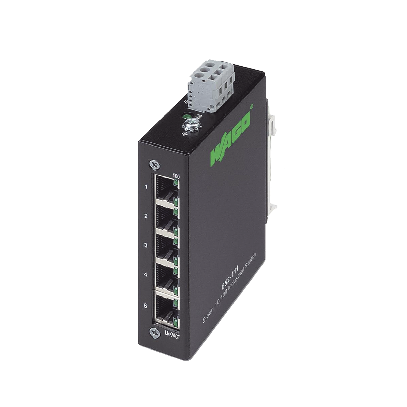Switch Industrial ECO / 5 Puertos 100Base-TX / 10/100 Mbps Auto-Negotiation / Auto-MDI/MDI-X / Alimentación 18-30 VDC / IP30 / Montaje DIN-35