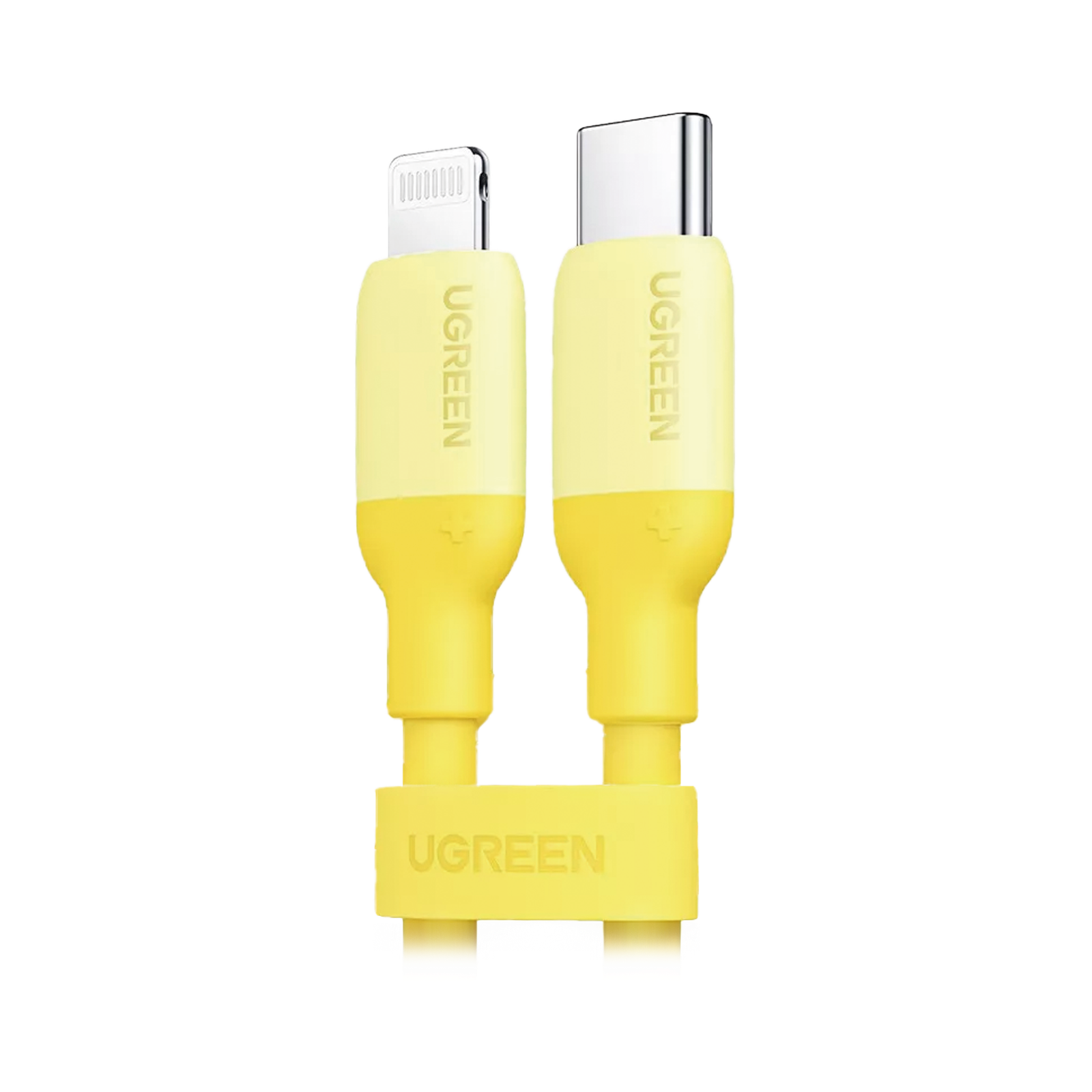 Cable USB-C a Lightning / Certificado MFi / 1 Metro / Adecuado para iPhone, iPad, iPod / Carga Rápida PD 20W /  Sincronización de Datos de hasta 480 Mbps / Goma de Silicona y  TPE. / Suave al Tacto / Color Yellow