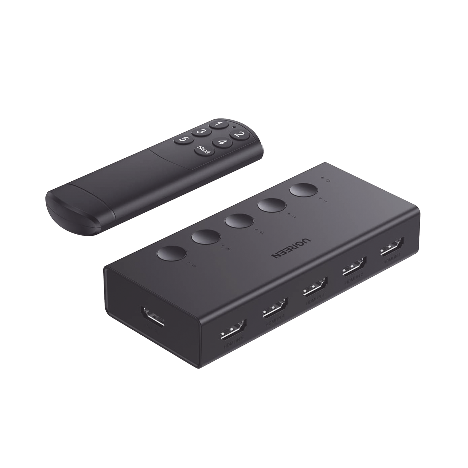 Conmutador HDMI 5X1 | 4K@60Hz | HDMI 2.0, 1.4 | HDCP 2.2, 1.4 | VRR | Dynamic HDR | 3D | CEC | EDID | IR 10 Metros (32.81 Pies) | 18Gbps | Cambio Manual y por Control Remoto | Incluye Cable de Alimentación USB