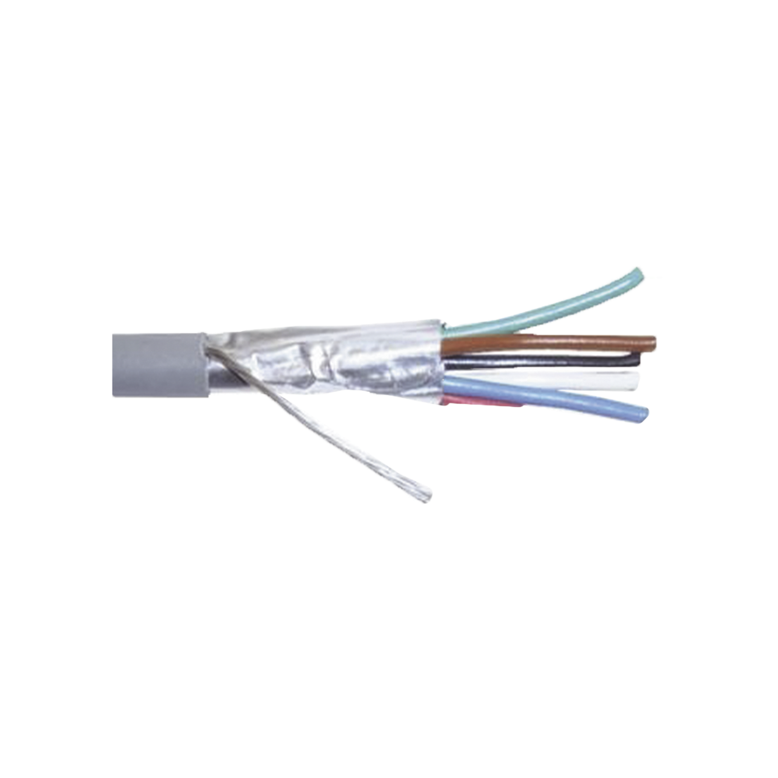 Cable Calibre 22, CMR, 6 Conductores, Blindado, 305 Metros (1000 Pies), Color Gris