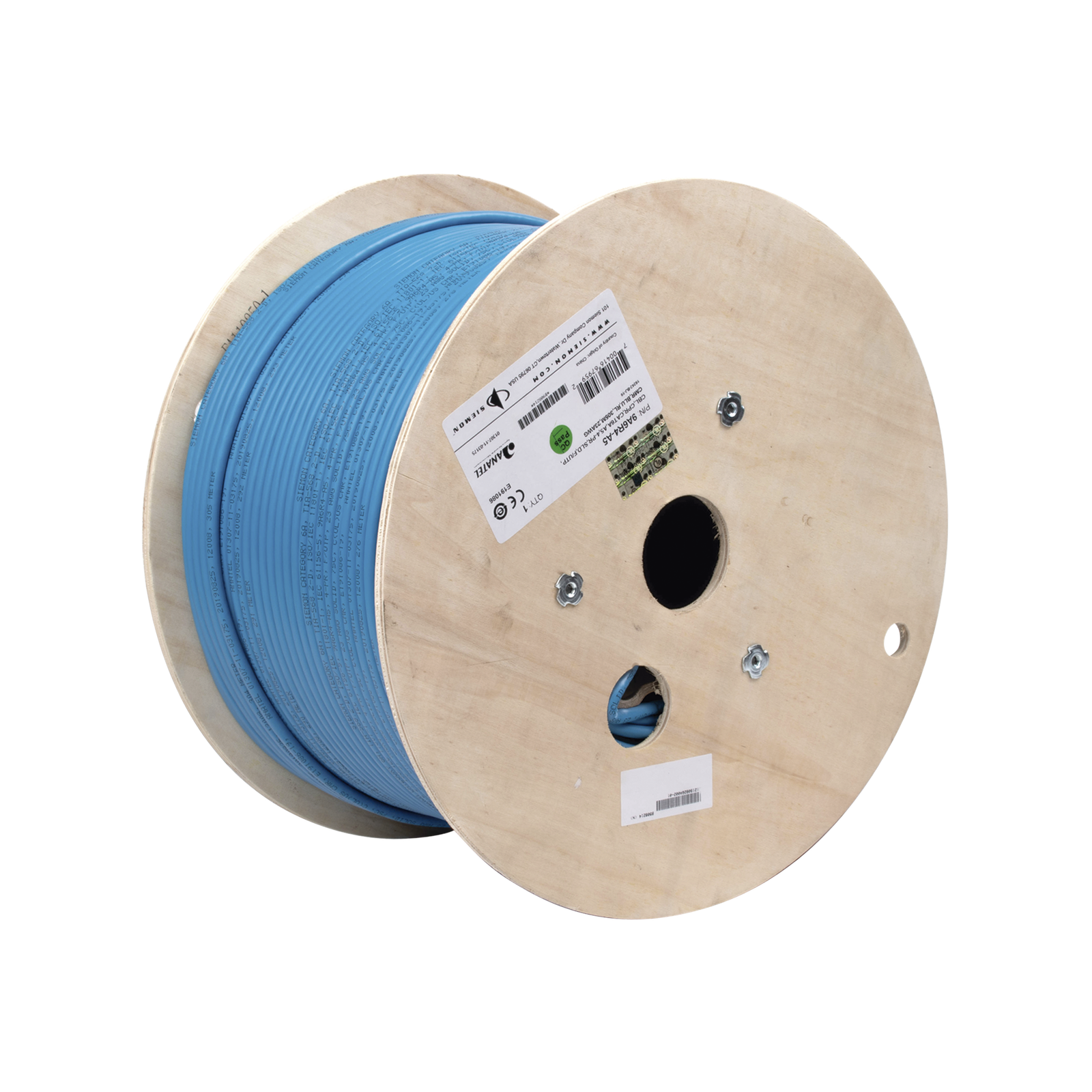 Bobina de Cable Blindado F/UTP de 4 Pares, Z-MAX, Cat6A, Soporte de Aplicaciones 10GBase-T, CMR (Riser), Color Azul, 305 Metros (1000 Pies)