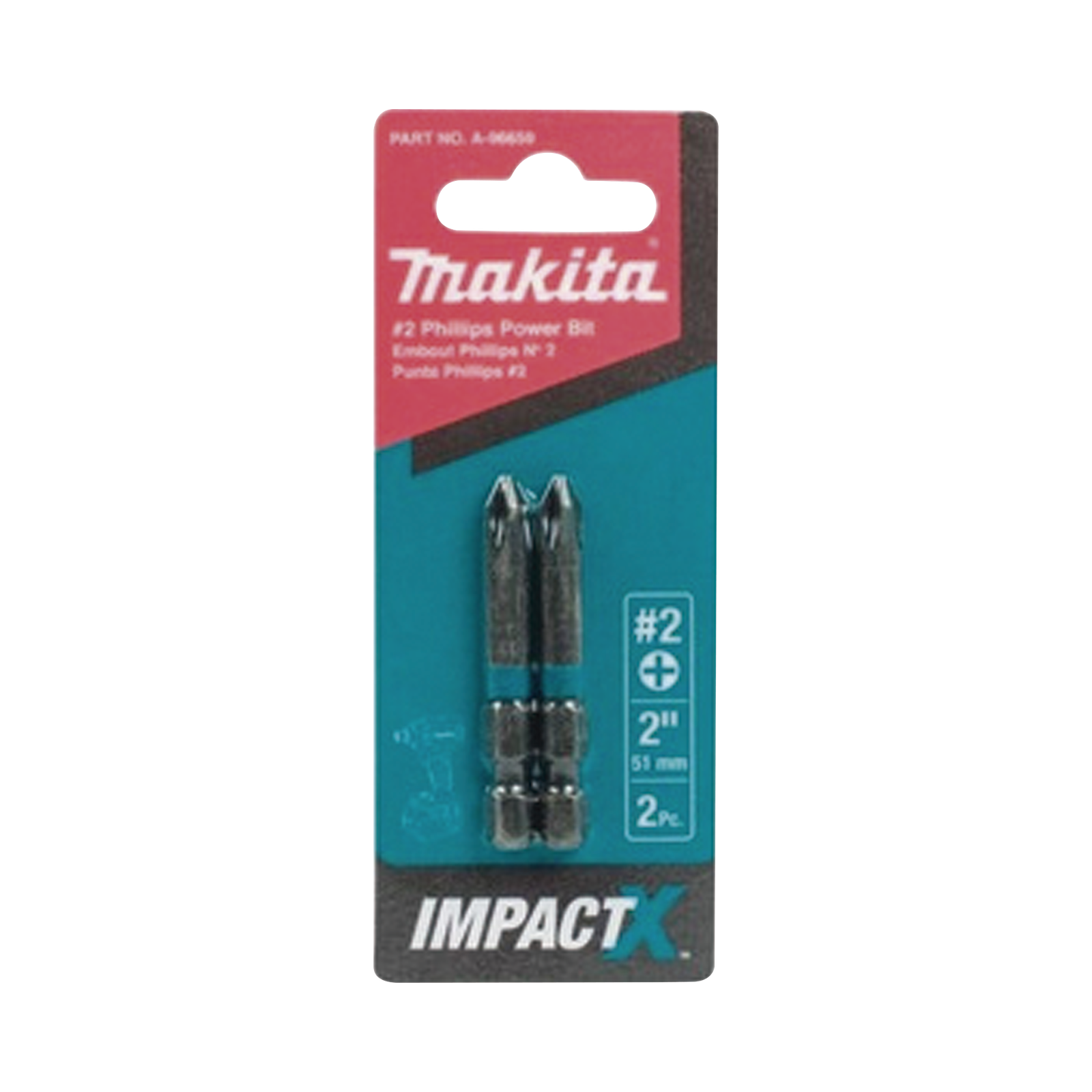 Punta phillips # 2 de 2” (51mm) impact-x punta ph2, blister con 2 piezas.