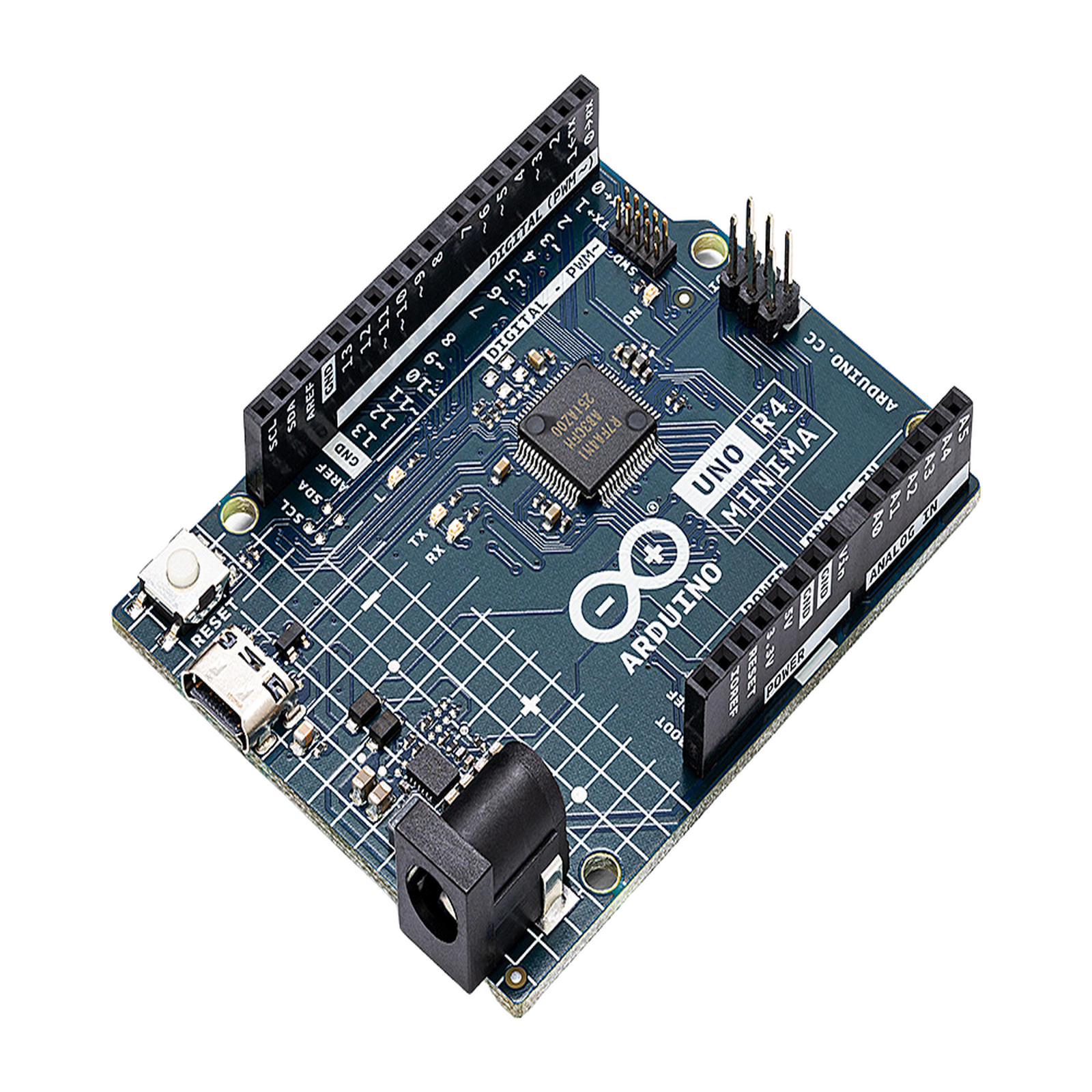 Placa Desarrollo Arduino UNO R4 Minima / Microcontrolador Renesas RA4M1 32-bit Cortex-M4 / 48 MHz / 256 kB Flash / 32 kB SRAM / 14 Digital I/O / 6 Analog Inputs / USB-C / Compatible con Shields UNO