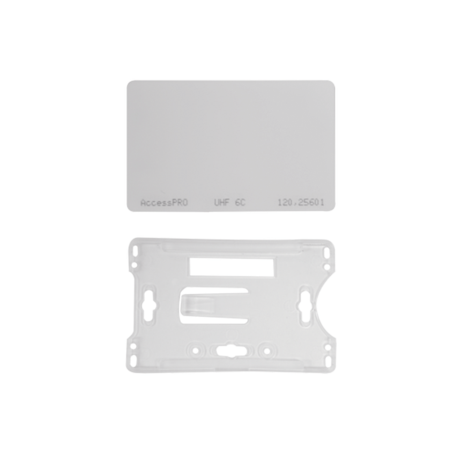 Kit de Tag UHF tipo Tarjeta para lectoras de largo alcance 900 MHZ / EPC GEN 2 / ISO 18000 6C / No imprimible / Incluye porta tarjeta