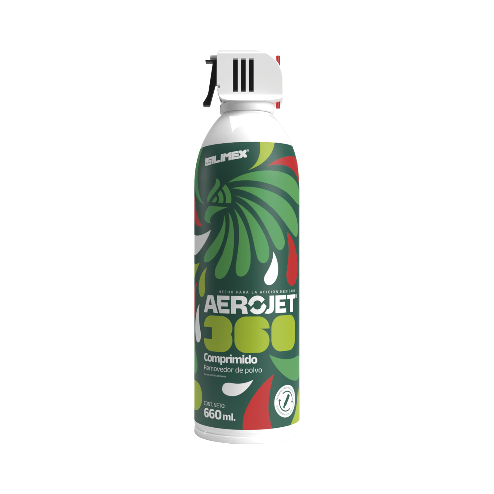 Removedor de polvo y residuos (aire comprimido) con aplicación 360º para limpieza de equipos electrónicos, válvula anti-estallamiento, 660 ml