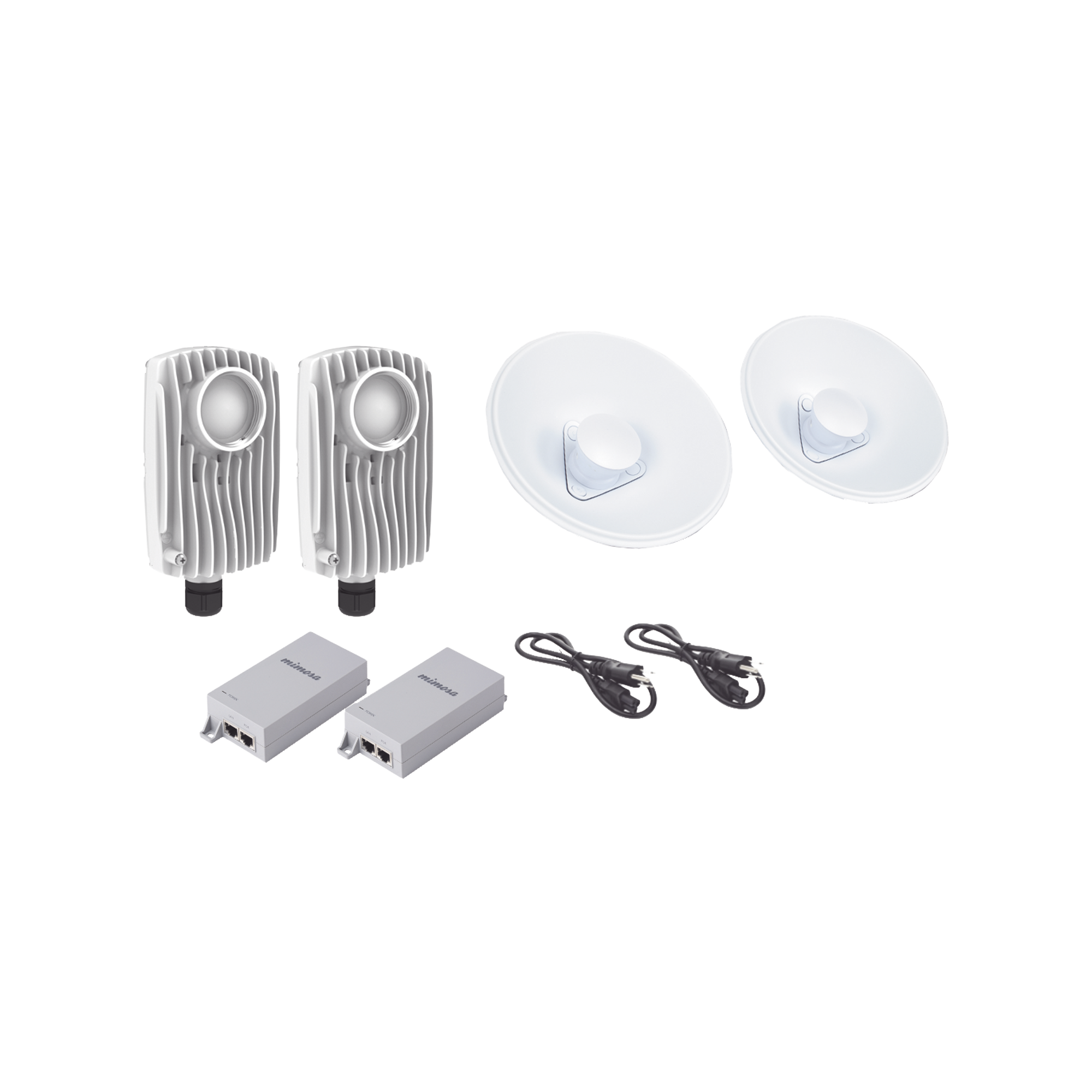 Kit de 2 radios C6X con 2 antenas de (20 dBi), rango de frecuencia extendida (5.1 a 6.4 GHz),  incluye inyector POE, cable de alimentación y 2 FLEXIMOUNT-XL para alineación