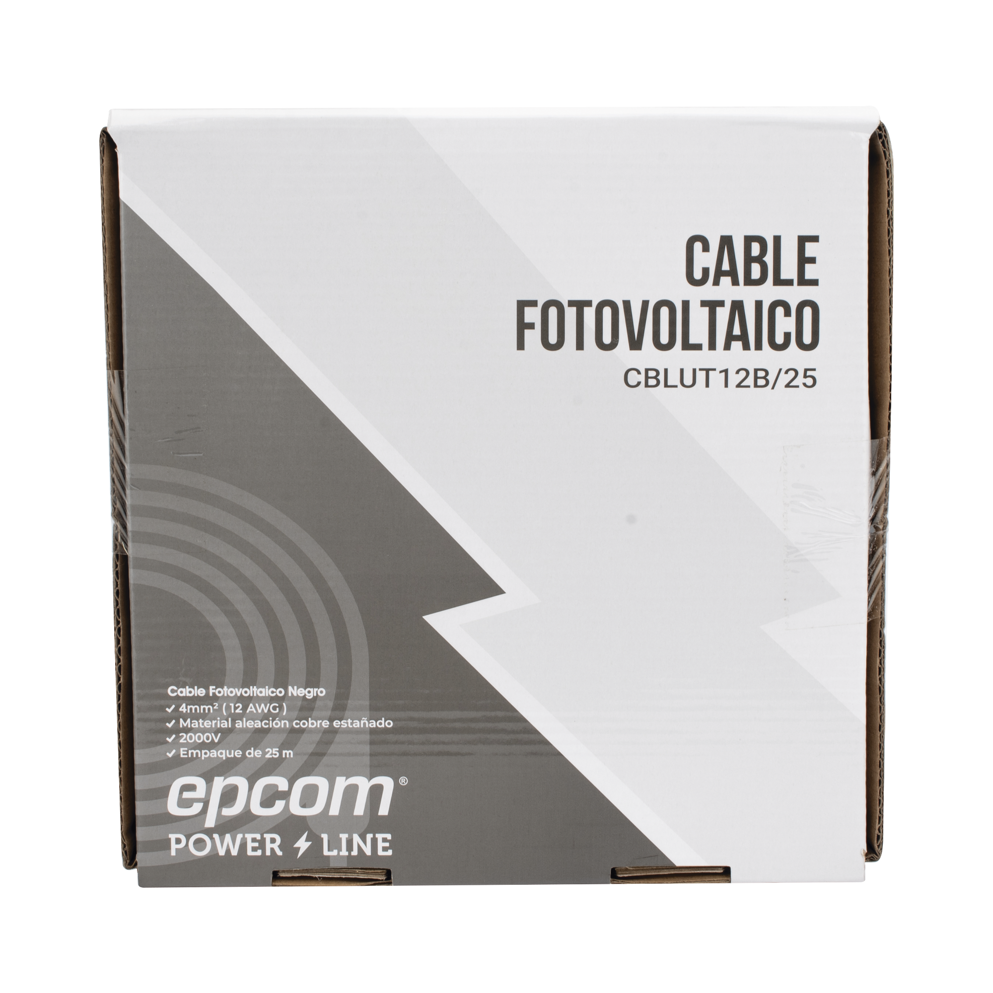 Cable Fotovoltaico Negro / Cobre Estañado / 4 mm² (12 AWG) / 2000V / Rollo de 25 m / / UL 4703 y TUV