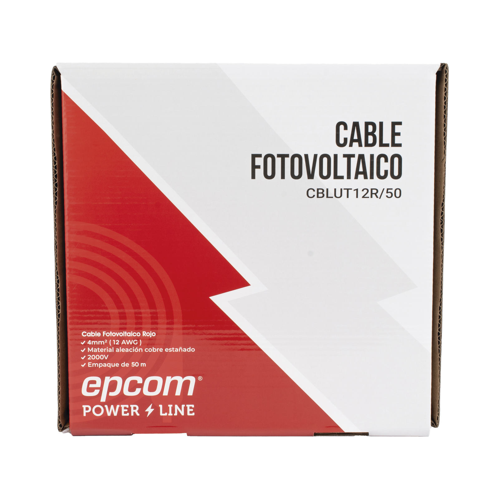 Cable Fotovoltaico Rojo/ Cobre Estañado / 4 mm² (12 AWG) / 2000V / Rollo de 50 m / / UL 4703 y TUV