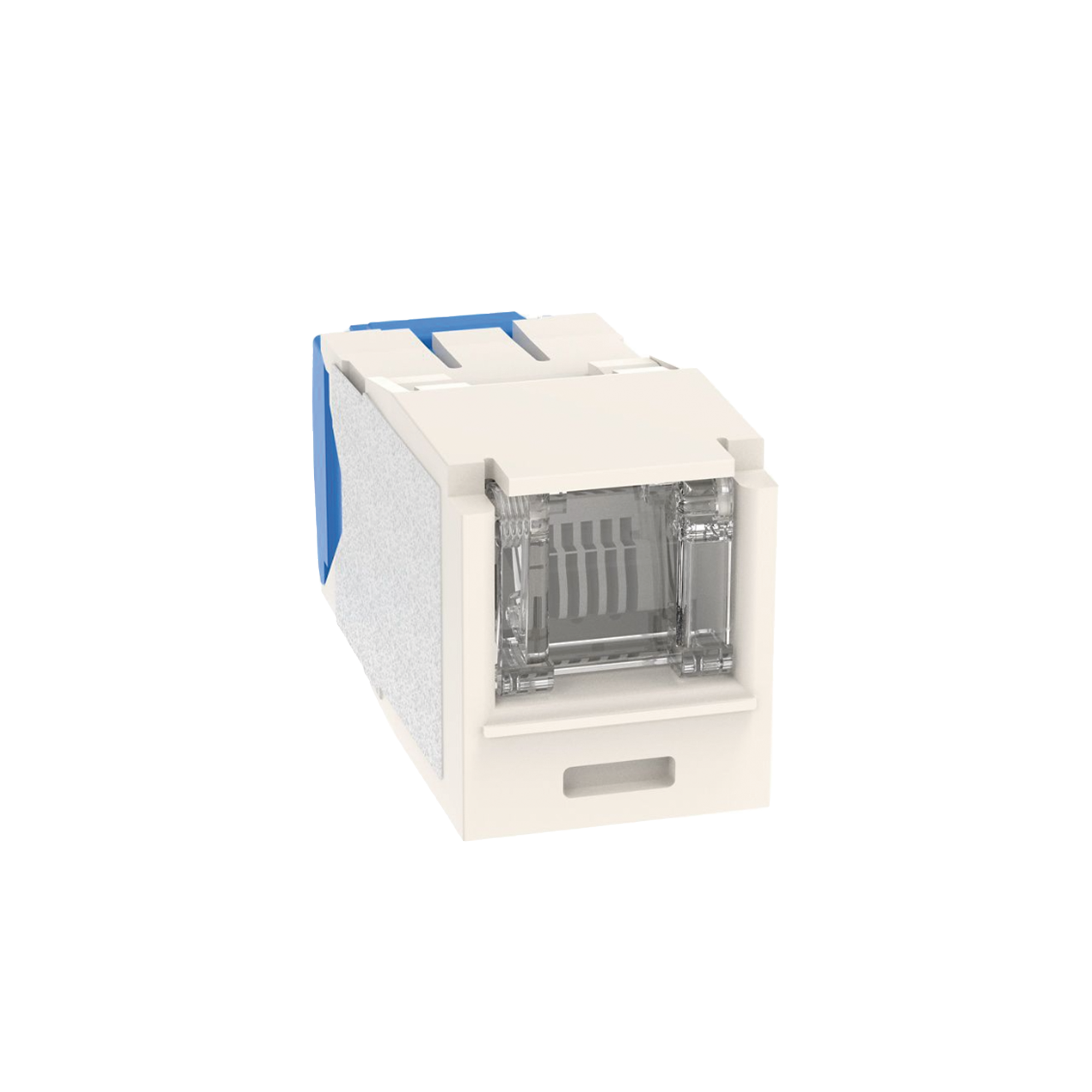 Conector Jack RJ45 Estilo TG con Ventana, Mini-Com, Categoría 6A, de 8 Posiciones y 8 Cables, Color Blanco