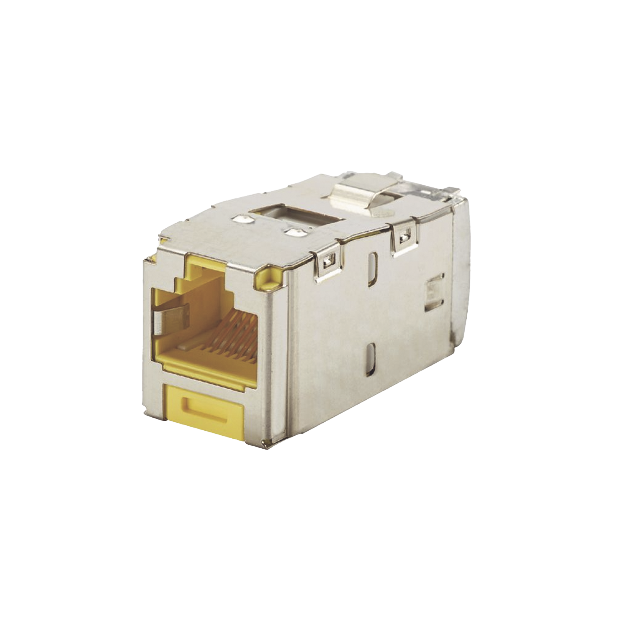 Conector Jack RJ45 Blindado, Estilo TG, Mini-Com, Categoría 6A, de 8 Posiciones y 8 Cables, Color Amarillo