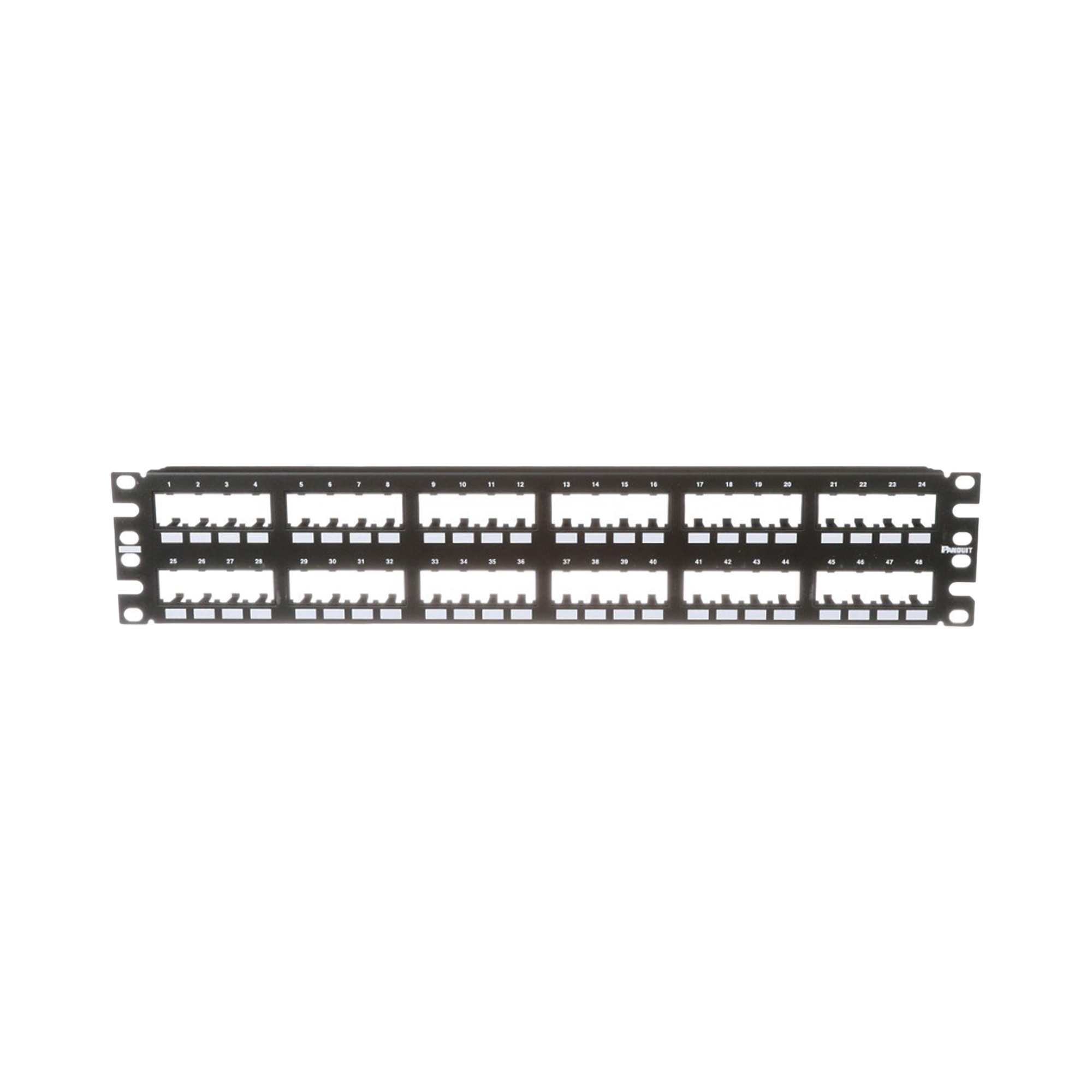Panel de Parcheo Modular Mini-Com (Sin Conectores), Plano de Instalación al Ras, Sin Blindaje, de 48 Puertos, 2UR