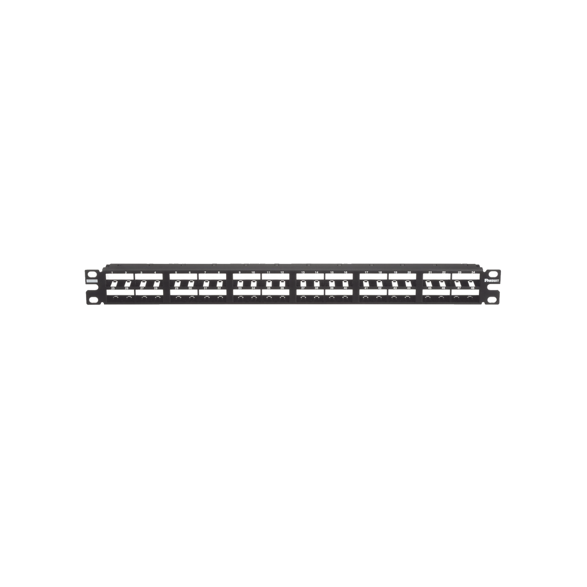 Panel de Parcheo Modular Mini-Com (Sin Conectores), Plano, Sin Blindaje, Alta Densidad, Identificación Con Etiqueta Adhesiva, de 48 Puertos, 1 UR