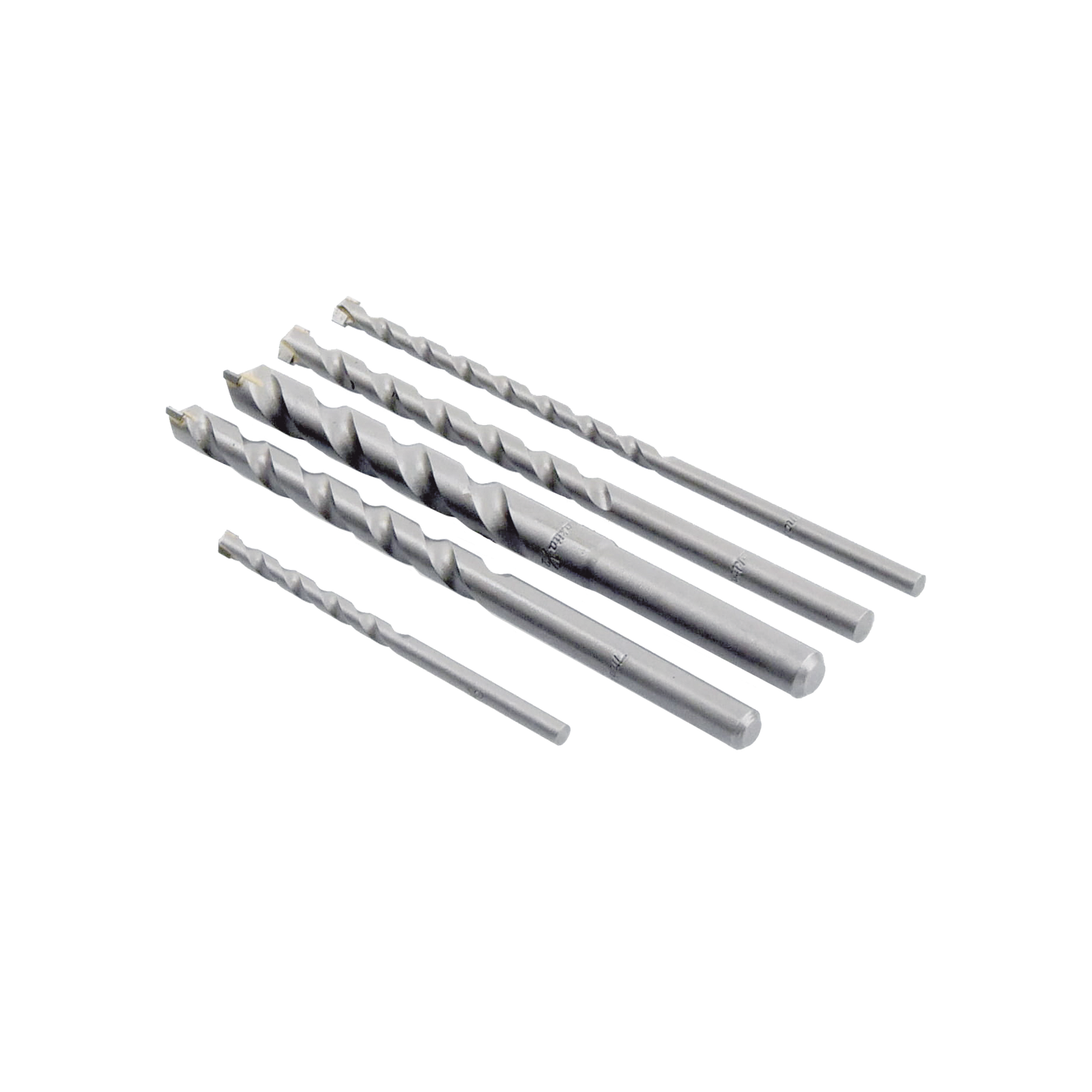Juego de 5 Pzas. de Broca para Concreto, Zanco Recto (3/16", 1/4", 5/16", 3/8" y 1/2").