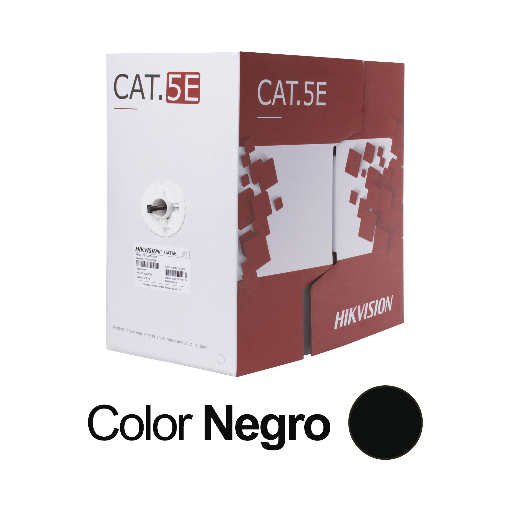 Bobina de Cable UTP 305 Metros (1000 Pies) / Cat 5E (24 AWG) / Color Negro / PE / Uso en Exterior / 100% Cobre / Aplicaciones de CCTV, Redes de Datos y Enlaces Inalámbricos
