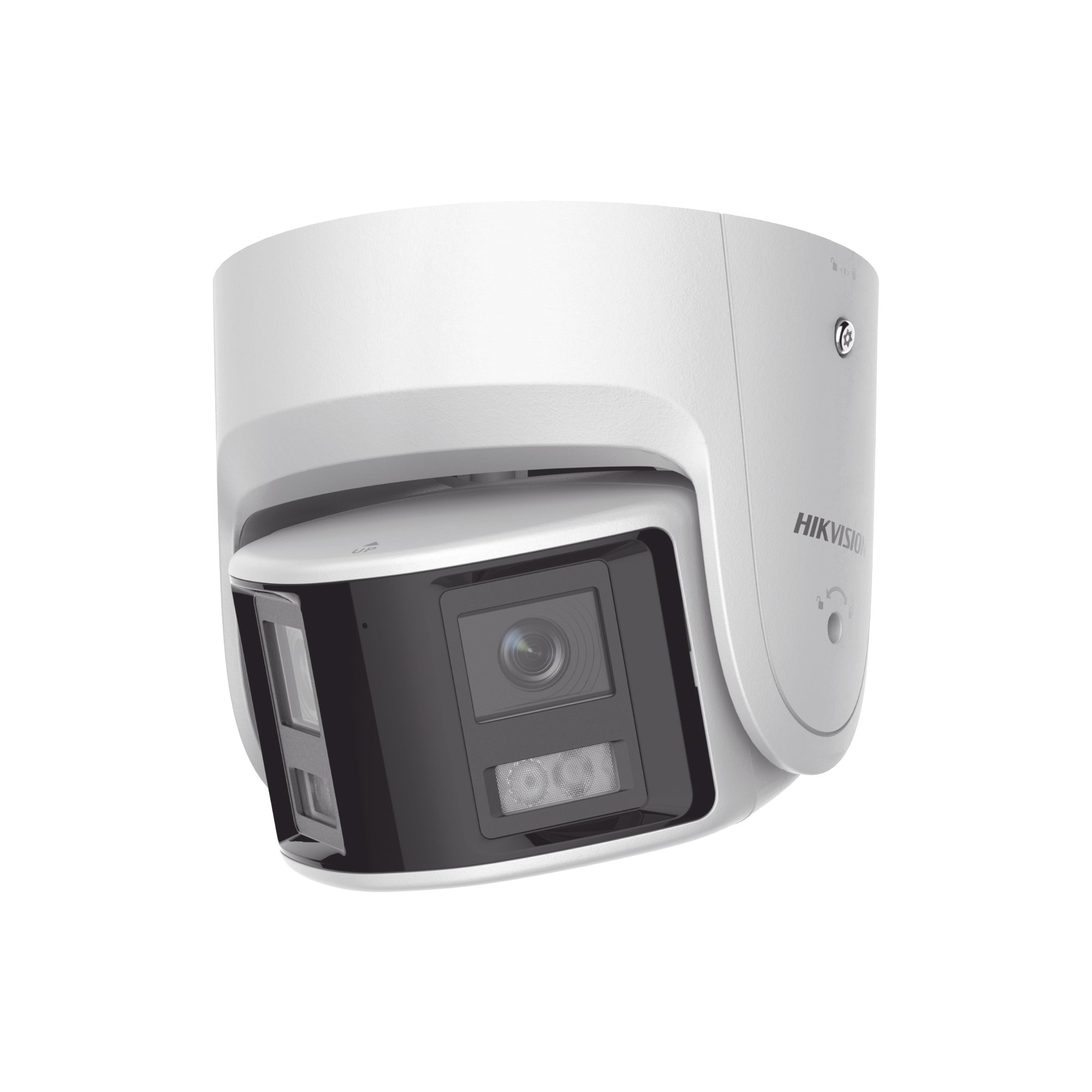 [FlexVu] [PROTECCIÓN ACTIVA] Turret IP Panorámica 4 Megapíxel / 2 Lentes 2.8 mm (180°) / Imagen a Color 24/7 (ColorVu) / PoE / WDR 130° / IP67 / ACUSENSE / Luz Estroboscópica y Alarma Audible / 30 mts Luz Blanca / Mic