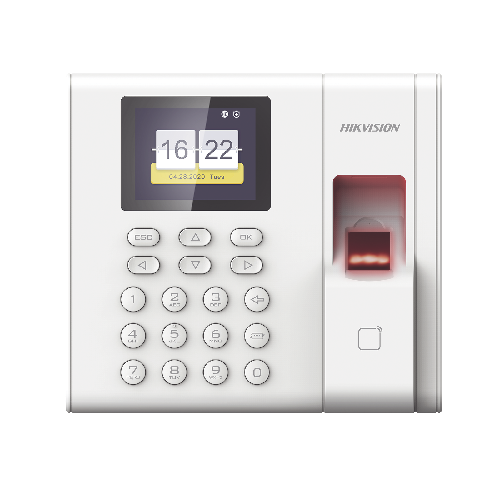 Checador de Huella con Batería de Respaldo / 1,000 Huellas / 100,000 Eventos / LCD 2.4 Pulgadas / TCP-IP / USB / Lector EM 125 kHz / iVMS-4200